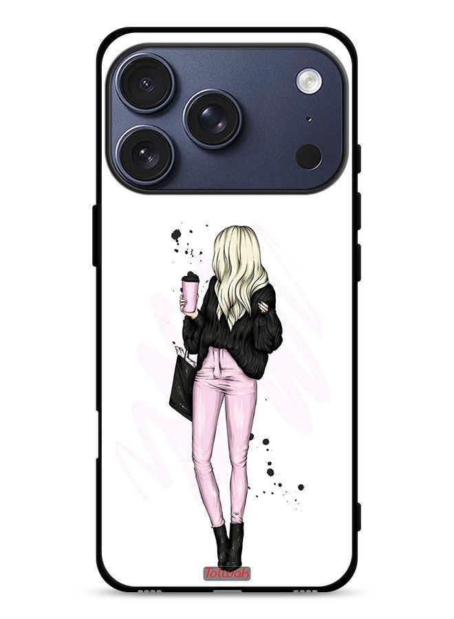 Tolwak Apple iPhone 17 Pro Protective Case Cover Girl Holding Coffee Cup Art - Image 1