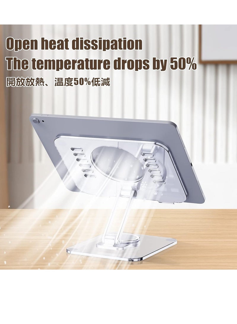 SHOPI Tablet Stand Holder 360° Rotating Angle Adjustable Aluminum Alloy Foldable Tablet Mobile Bracket for Desktop Silver - Image 4