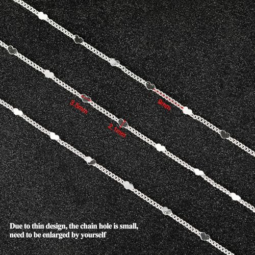 UMAOKANG 10 Meters Silver Chains for Jewelry Making, Silver Plated Brass Flat Heart Curb Link Chain Women Necklace Bracelet DIY Jewelry Chains Bulk - Image 2
