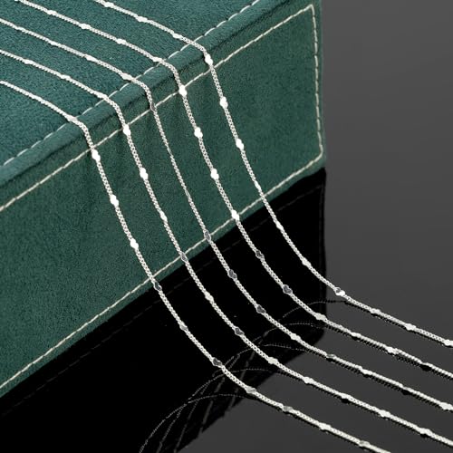 UMAOKANG 10 Meters Silver Chains for Jewelry Making, Silver Plated Brass Flat Heart Curb Link Chain Women Necklace Bracelet DIY Jewelry Chains Bulk - Image 4
