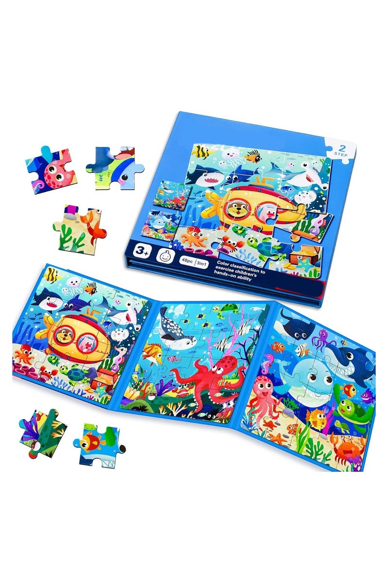 Magnetic Sea Animals Puzzle – Level 2 Educational Puzzle Game for Kids – Interactive Ocean Animal Learning Toy with Magnetic Pieces – Ideal for Early Cognitive Skill Development - Image 1