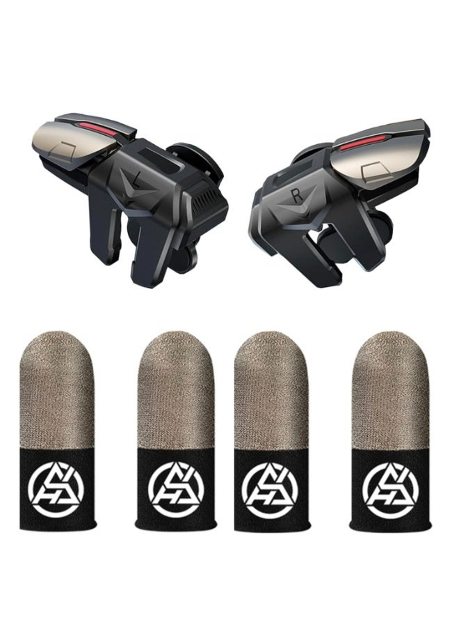 أيرلدوم غطاء ذراع تحكم الألعاب Earldom E08 للهواتف المحمولة ووحدة تحكم الألعاب بأربعة أصابع - PUBG وFree Fire، استجابة سريعة، مضاد للانزلاق، تصميم عالي الجودة - Image 1