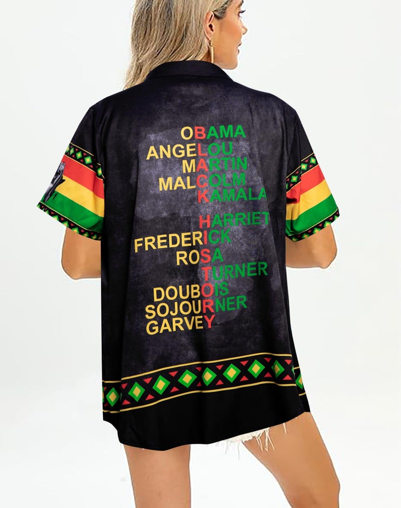 BANGELY Black History Month T-Shirt Women Black Proud Shirt African Flag T-Shirt Africa Map Graphic Button Up Blouse Short Sleeve Top - Image 4