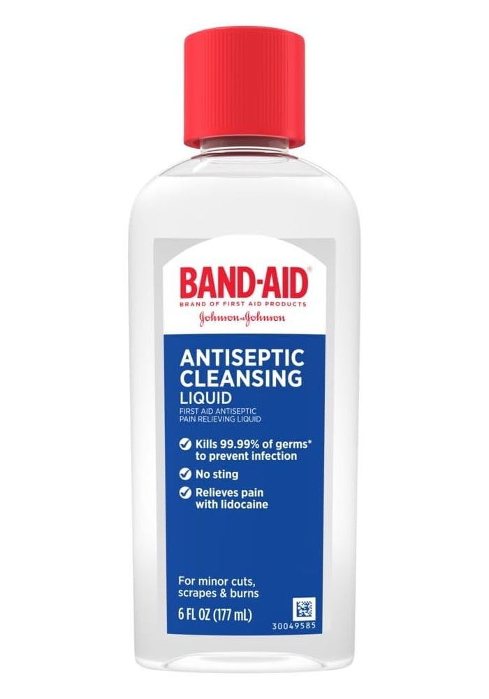 Band-Aid Hurt Free Antiseptic Wash, 6 oz - Pain Relieving Antiseptic for Cuts, Scrapes, and Burns