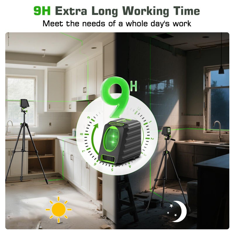 Huepar Laser Level with 60in Tripod, Huepar 150Â°/150Ft Self Leveling Lazer Leveler Tool with Pulse Mode (197Ft), Switchable Green Cross Line for Picture Hanging, Tile, DIY/Construction Project - Image 4