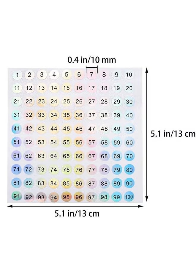 YJ 10 Sheets 1 to 200 Reflective Laser Small Round Consecutive Numbers Stickers Self Adhesive Inventory Storage Organizing Label Stickers Nail Polish Bottle Nail Swatch Sticks，School number stickers - Image 3
