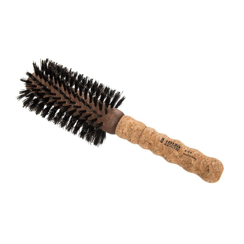 Ibiza Hair Boar Hair Round Brush (G4-65mm) | Hybrid Boar & Carbon Fiber Nylon Bristles with Cork Handle | For Crown of the Head Volume | Add Texture & Shine for Medium to Long Hair - Image 3
