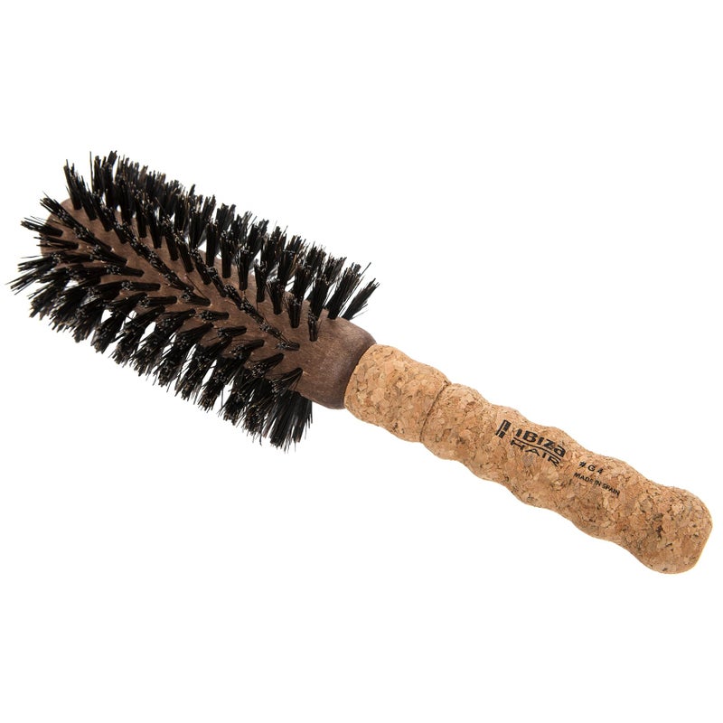 Ibiza Hair Boar Hair Round Brush (G4-65mm) | Hybrid Boar & Carbon Fiber Nylon Bristles with Cork Handle | For Crown of the Head Volume | Add Texture & Shine for Medium to Long Hair - Image 1