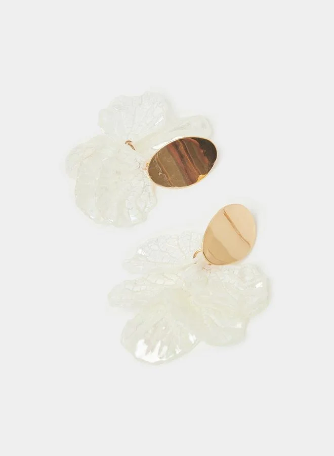 Styli  Pack of 4 - Gold Tone Pearl and Flower Embellished Dangler Earrings for Women | Best Price UAE