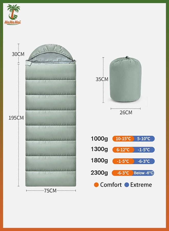 هاهاهاي كيس نوم للتخييم والرحلات (سليب باق)، كيس نوم شتوي دافئ للكبار والأطفال، خفيف الوزن للأنشطة الخارجية والطقس البارد، مقاوم للماء وصغير الحجم، قابل للوصل، 225×75 سم، أخضر - Image 3