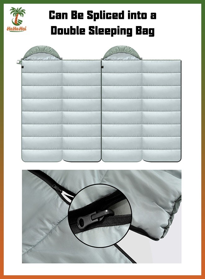 هاهاهاي كيس نوم للتخييم والرحلات (سليب باق)، كيس نوم شتوي دافئ للكبار والأطفال، خفيف الوزن للأنشطة الخارجية والطقس البارد، مقاوم للماء وصغير الحجم، قابل للوصل، 225×75 سم، أخضر - Image 4