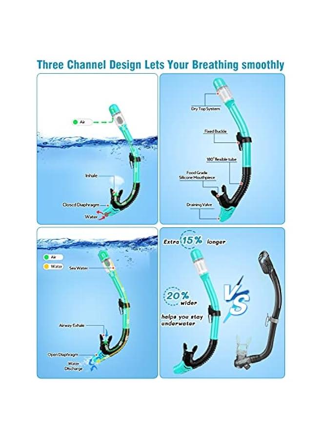 Arabest Snorkel Set with Fins for Adults, Snorkeling Gear for Adults Men and Women, Snorkle, Mask Set Adults Dry Top Snorkel Mask Combo Set with Travel Bag for Snorkeling, Diving, Swimming - Image 3
