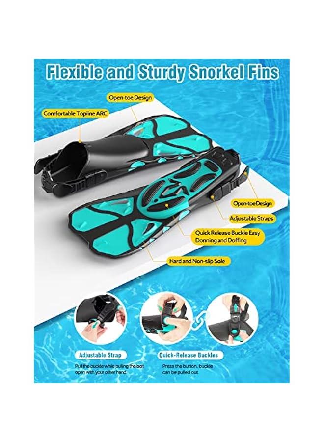 Arabest Snorkel Set with Fins for Adults, Snorkeling Gear for Adults Men and Women, Snorkle, Mask Set Adults Dry Top Snorkel Mask Combo Set with Travel Bag for Snorkeling, Diving, Swimming - Image 4