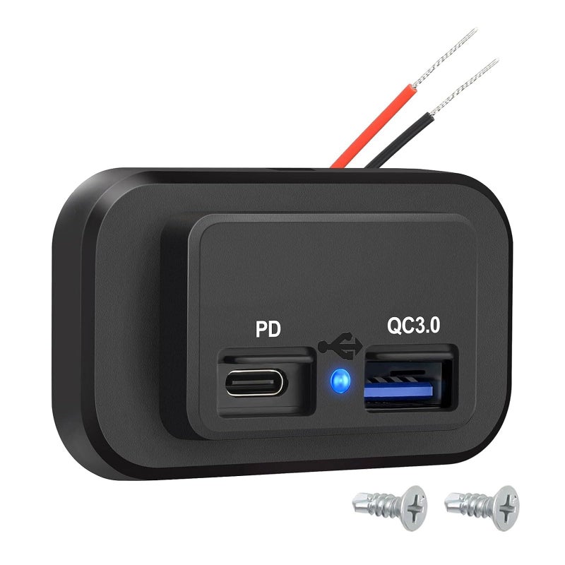 Linkstyle RV USB Outlet, 18W QC3.0 USB A Port & 30W PD Port, Quick Charge Socket Outlet with LED Indicator for 12V/24V Car Marine - Image 1