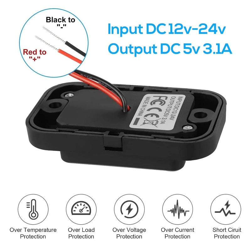 Linkstyle RV USB Outlet, 18W QC3.0 USB A Port & 30W PD Port, Quick Charge Socket Outlet with LED Indicator for 12V/24V Car Marine - Image 4