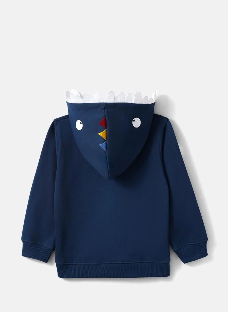 Nautinati Nautinati Boys' Solid Blue Full Sleeves Zipper Fleece Hoodie