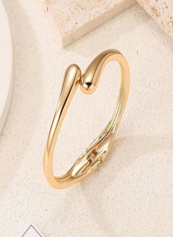 PDWZNBA 18K Gold Plated Bracelet Set - Floral Clover, Tennis, Chunky Adjustable Twist Cuff, Classic Gold Bangle Stainless Steel, Non Tarnish, Stackable Bracelet Gift for Women, Free Size, Stainless - Image 3