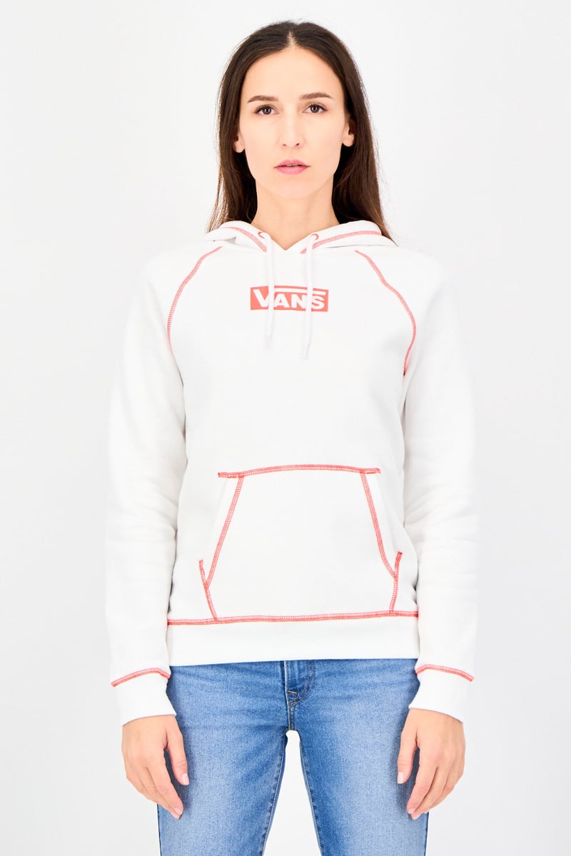 VANS Women Brand Logo Long Sleeve Hoodie, White - Image 1