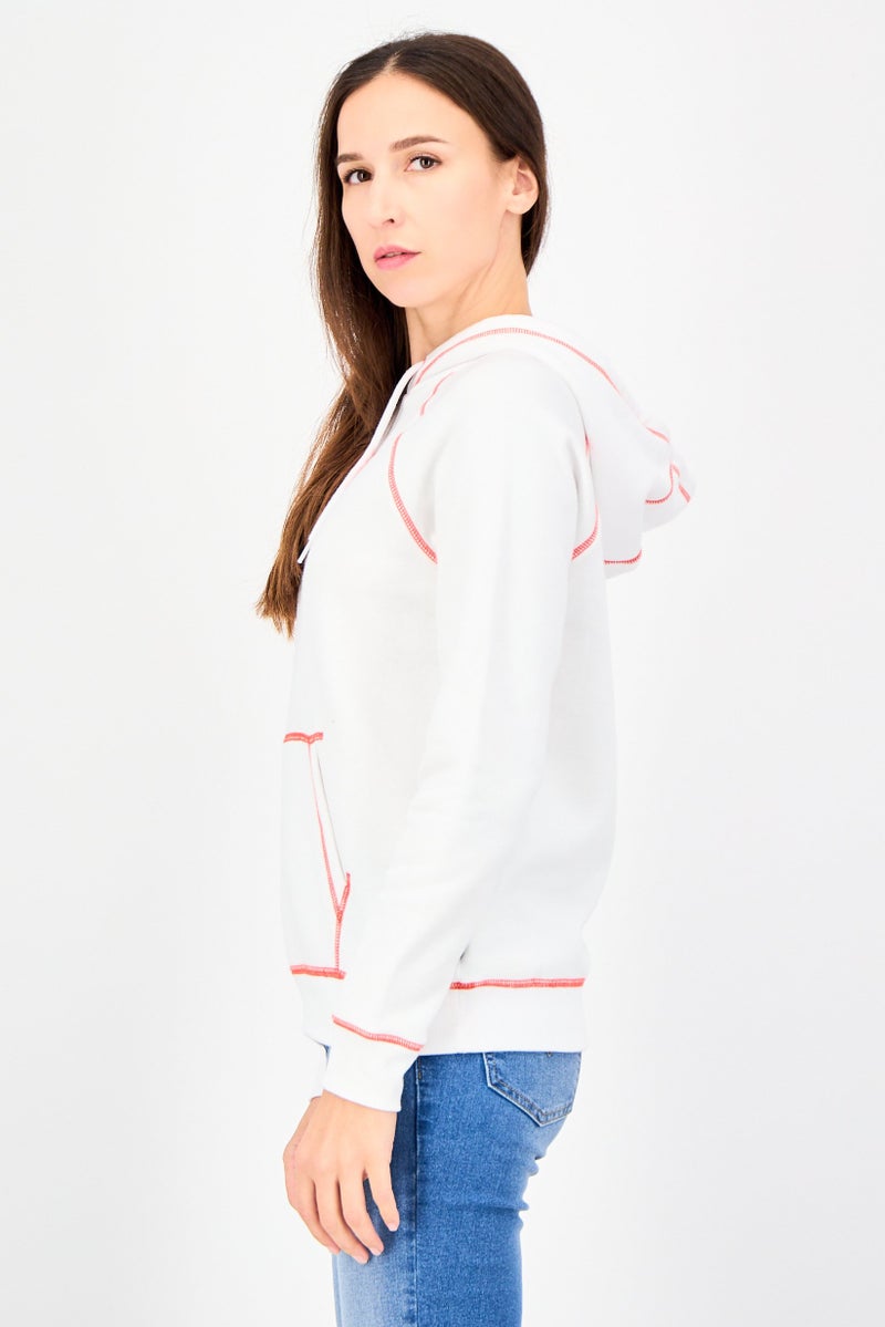 VANS Women Brand Logo Long Sleeve Hoodie, White - Image 2