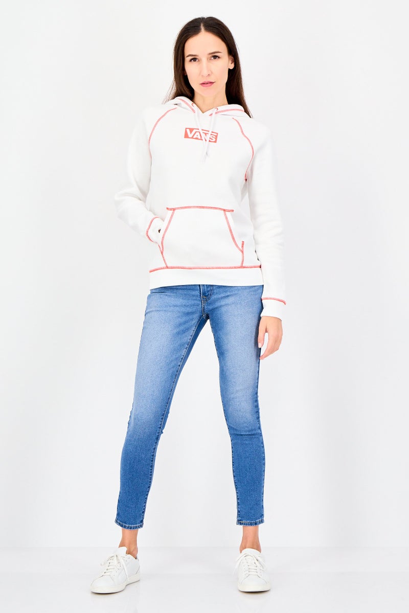 VANS Women Brand Logo Long Sleeve Hoodie, White - Image 4