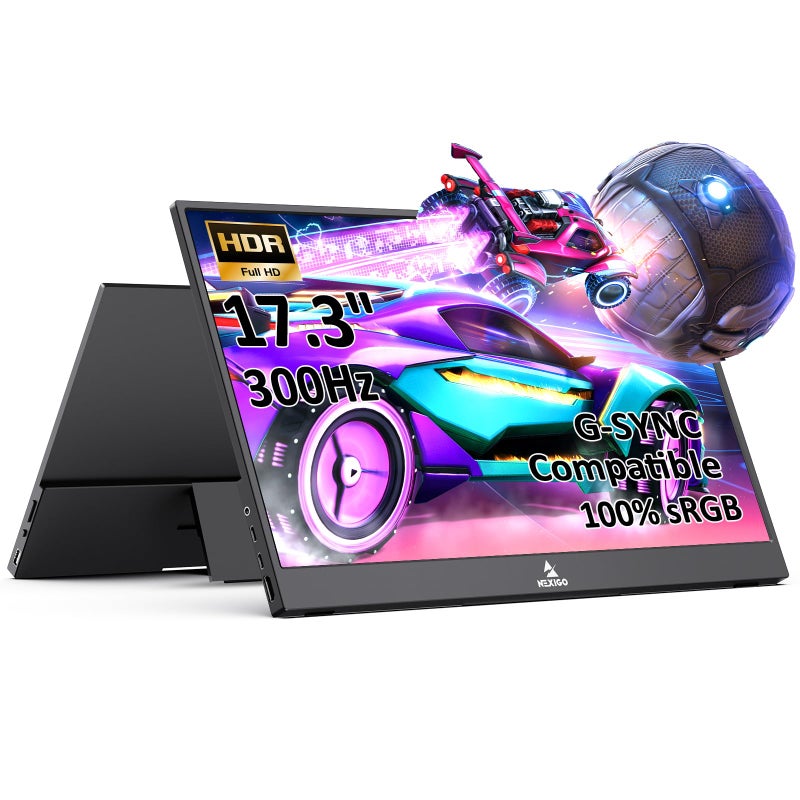 NexiGo 300Hz 173 Inch Portable Monitor NG17FGQS FreeSync GSYNC Compatible FHD IPS Gaming Display Dual Speakers Eye Care Screen with HDMIType C for Laptop PCMACConsole Builtin Kickstand - Image 2