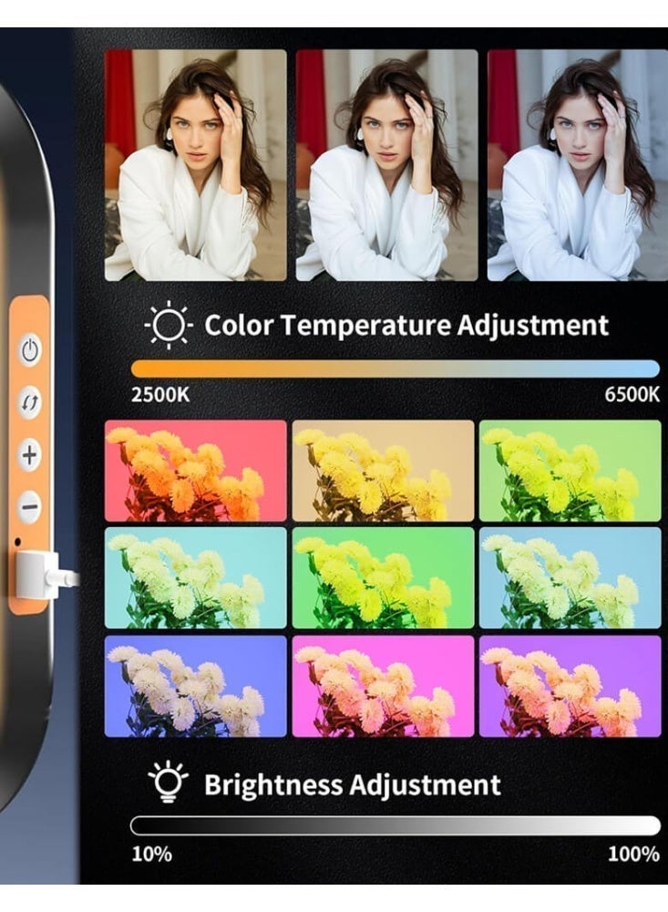 SOGAR SHAMO ضوء الهاتف الخلوي لتسجيل الفيديو، مثبت الهاتف المحمول مع ضوء، ضوء حلقة LED للهواتف الذكية 8000mAh مع حامل الهاتف وحامل ثلاثي القوائم صغير، حامل فيديو للهواتف الذكية للكاميرا، كاميرا الحركة، مدونة الفيديو، TikTok - Image 3