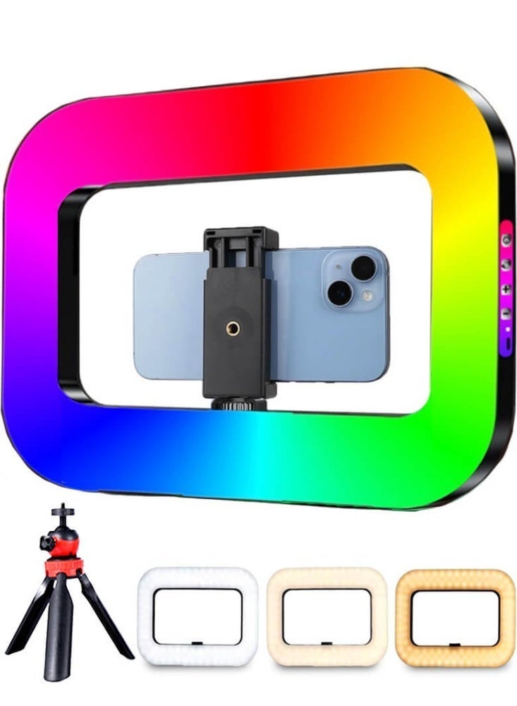 SOGAR SHAMO ضوء الهاتف الخلوي لتسجيل الفيديو، مثبت الهاتف المحمول مع ضوء، ضوء حلقة LED للهواتف الذكية 8000mAh مع حامل الهاتف وحامل ثلاثي القوائم صغير، حامل فيديو للهواتف الذكية للكاميرا، كاميرا الحركة، مدونة الفيديو، TikTok - Image 2