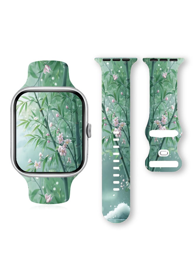 Generic Psychedelic Boho Floral Soft Silicone Band for Apple Watch10 9 8 7 6 5 Ultra SE Size 38 40 41 42 44 45 49mm Suitable for All iWatch  - Image 1