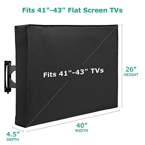 SunPatio Weatherproof Outdoor TV Cover for 41-43 inch Flat Screens, Waterproof Screen Protector with Built-in Remote Pocket, Black - Image 2