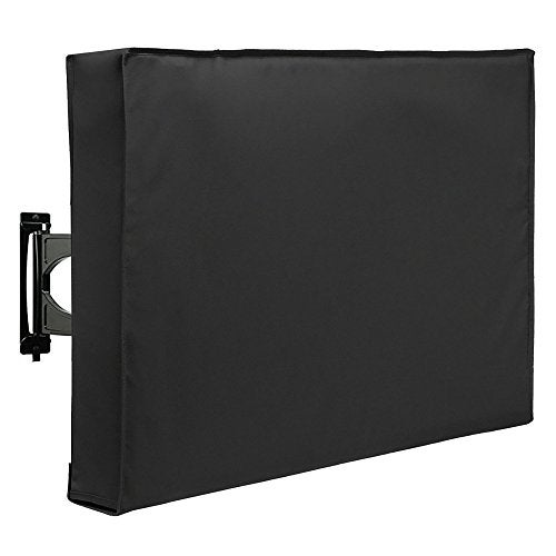 SunPatio Weatherproof Outdoor TV Cover for 41-43 inch Flat Screens, Waterproof Screen Protector with Built-in Remote Pocket, Black - Image 1