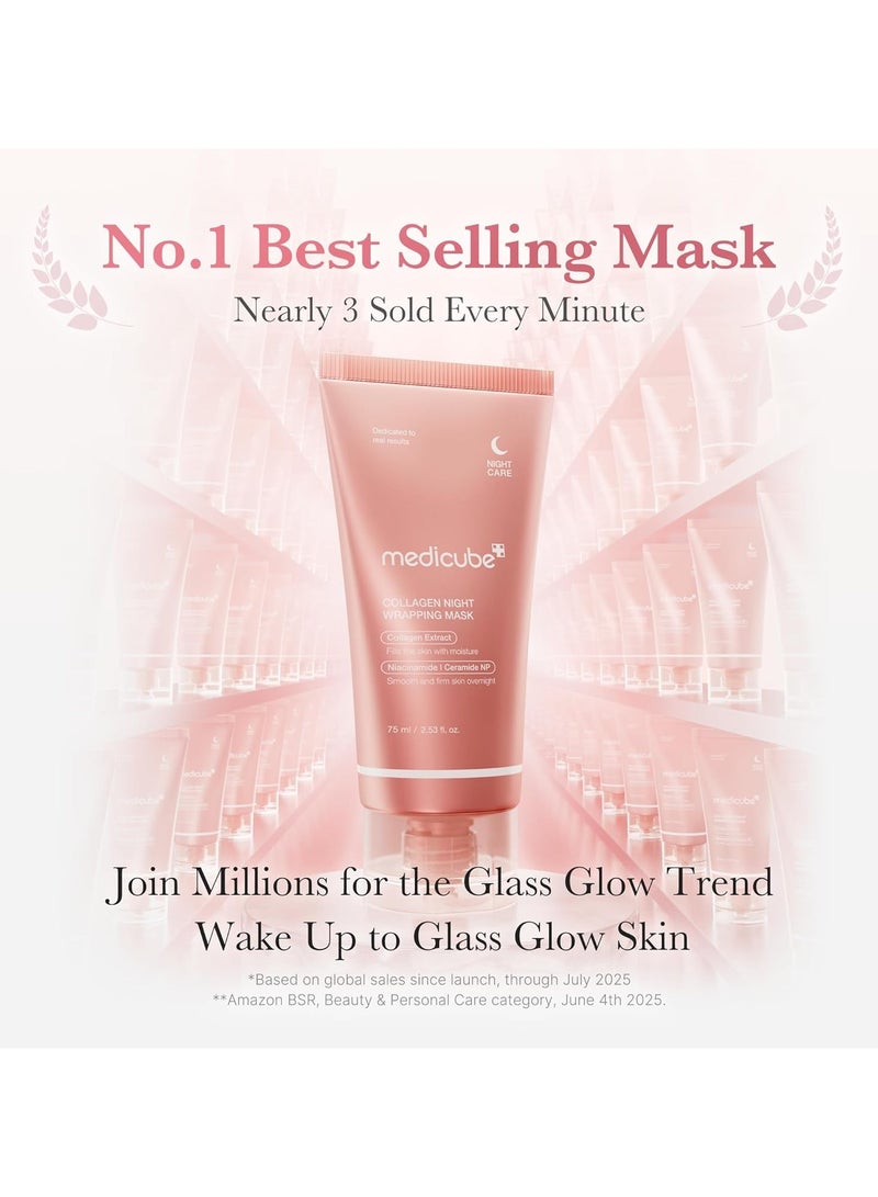 Medicube Collagen Overnight Wrapping Peel Off Facial Mask Pack - Elasticity & Hydration Care, Reduces Sagging & Dullness - Hydrolyzed Collagen For Glowing Skin - Korean Skin Care, 2.53 fl.oz - Image 2