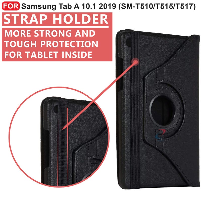 CEDO Samsung Tab A (10.1 inch) Flip Cover | Leather Finish | 360 Degree Rotate Back Cover | Shockproof Back Cover Case for Samsung Galaxy Tab A (10.1 inch) (2019) SM-T510 /SM T515 (Black) - Image 4