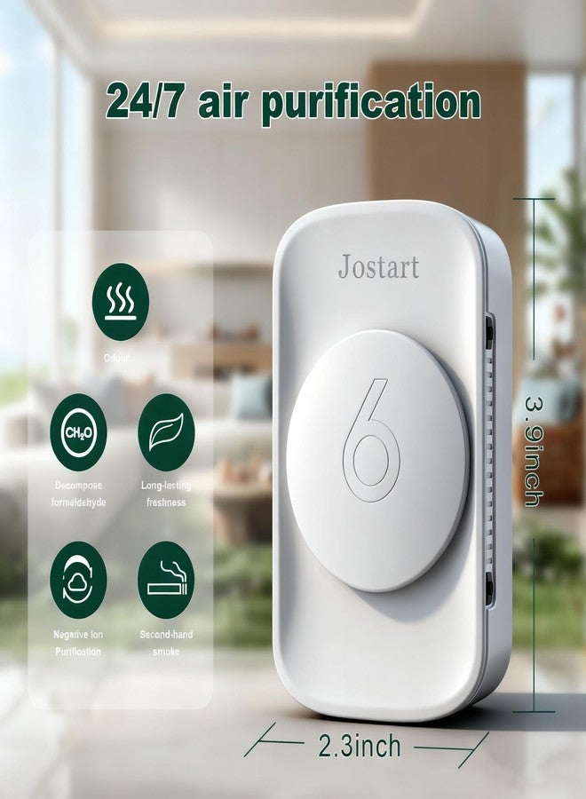 JOSTART جوستارت - أجهزة تأيين الهواء للمنزل (عبوة من 3 قطع)، فلتر هواء بالأيونات السالبة، معطرات جو هادئة تعمل بالكهرباء لغرفة النوم، المكتب، المطبخ، المرآب، أجهزة تنقية هواء محمولة لإزالة الروائح والدخان والغبار وروائح الحيوانات الأليفة، جهاز تنقية هواء صغير أبيض - Image 4