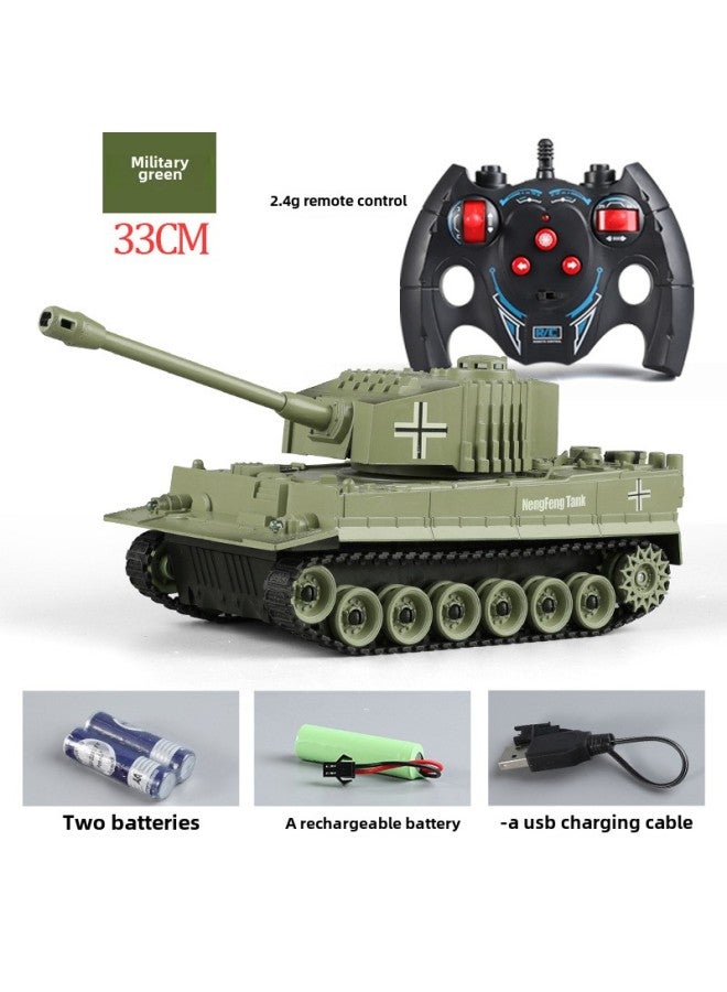 Children's Remote Control 5-way 9-way Crawler Large Tank Model With Light Music USB Package Electric Cross-country Armored Vehicle-Color:NF779LZ Nine-way Tiger Army Green-Specifications:1 Group 3.7V Rechargeable Battery Watch - Image 1