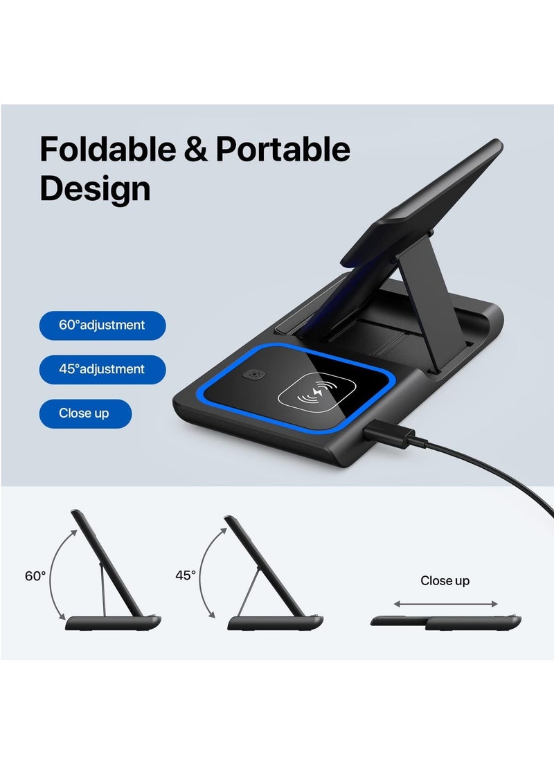 Wireless Charger, 3 in 1 Wireless Charging Station, Fast Wireless Charger Stand Compatible with iPhone 15 14 13 12 11 Pro Max XR XS 8 Plus, for Apple Watch 8 7 6 5 4 3 2 SE,for AirPods Pro 3 2 (Black)