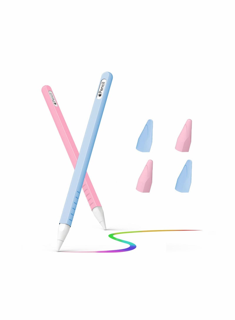 SYOSI Case for Apple Pencil 2nd Generation, 2 Pack Protective Silicone Cover + 2 Nibs Cover Fit for iPad Pro 11 12.9 Inch, Soft Sleeve Compatible with Magnetic Charging and Double Tap (Pink, Blue) - Image 1