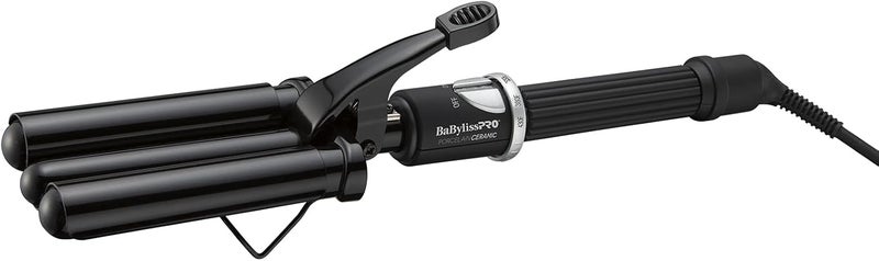 BaBylissPRO Porcelain Ceramic Triple Barrel Waver, Black - Image 1
