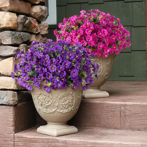 Ivydale Artificial Flowers Fake Plants for Outdoors Decoration, 12 Bundles Silk Morning Glory with Eucalyptus Realistic UV Resistant Fuchsia Faux Flowers for Outside Planter Yard Patio Garden Home Indoor - Image 3