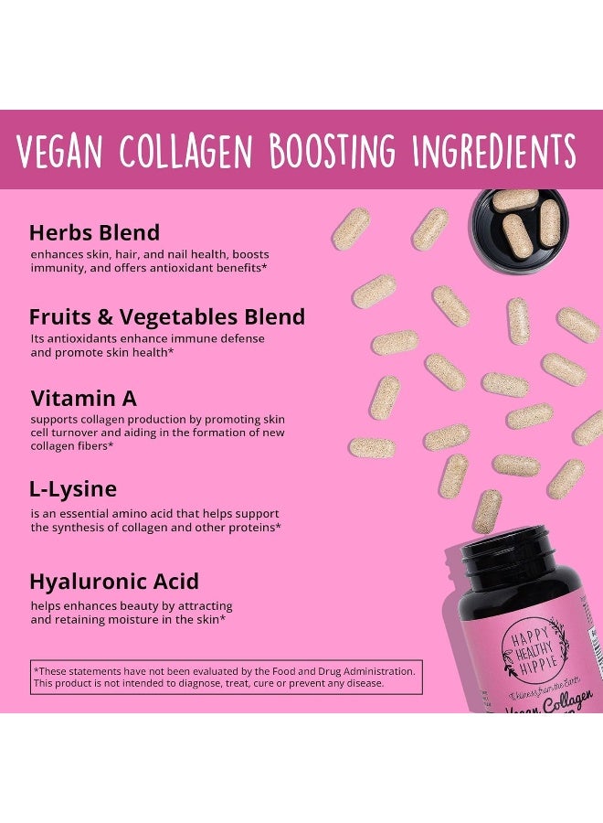HAPPY HEALTHY HIPPIE Vegan Collagen Builder w/Hyaluronic Acid - Collagen Pills for Youthful Glow - Image 5