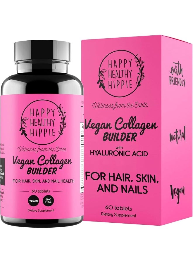 HAPPY HEALTHY HIPPIE Vegan Collagen Builder w/Hyaluronic Acid - Collagen Pills for Youthful Glow - Image 1