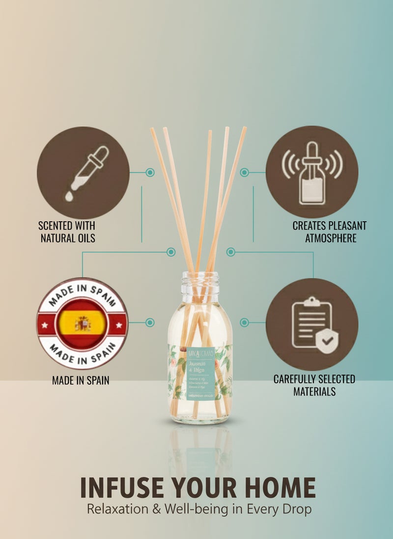 Mikaromas Reed Diffuser - Jasmine & Higo Fragrance, 95ml|Long-Lasting Aromatic Reed Diffuser Set for Home,Office & Spa|Exotic Floral&Fruity Aroma with Jasmine Blossom&Fig Notes for a Calming - Image 3