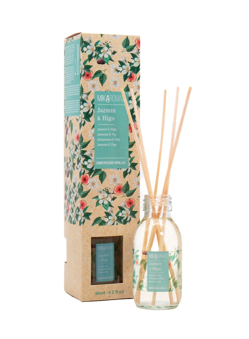 Mikaromas Reed Diffuser - Jasmine & Higo Fragrance, 95ml|Long-Lasting Aromatic Reed Diffuser Set for Home,Office & Spa|Exotic Floral&Fruity Aroma with Jasmine Blossom&Fig Notes for a Calming - Image 2
