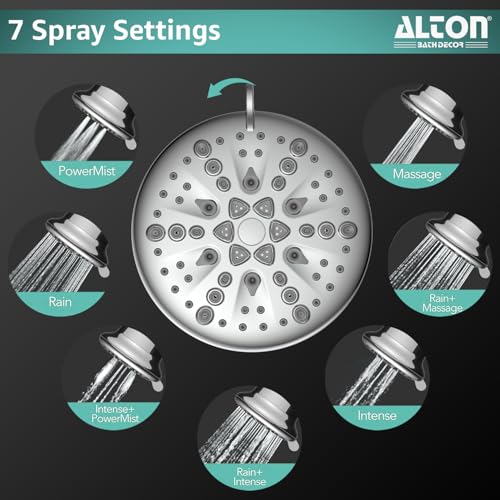 ALTON FLT40510, 5-INCH, 7-Function, 15-Stage Shower Head Filter For Hard Water With Shower Arm and Flange | Water Softener For Bathroom | Silver - Image 2