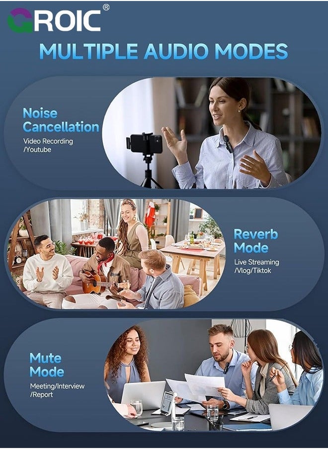GROIC Black Wireless lavalier Microphone, Microphone for iPhone,2-in-1 iPhone and iPad, Interview,Live Steam、Youtubers、Vloggers、TikTok Facebook, Clip-on Plug Play Auto Sync  - Image 5