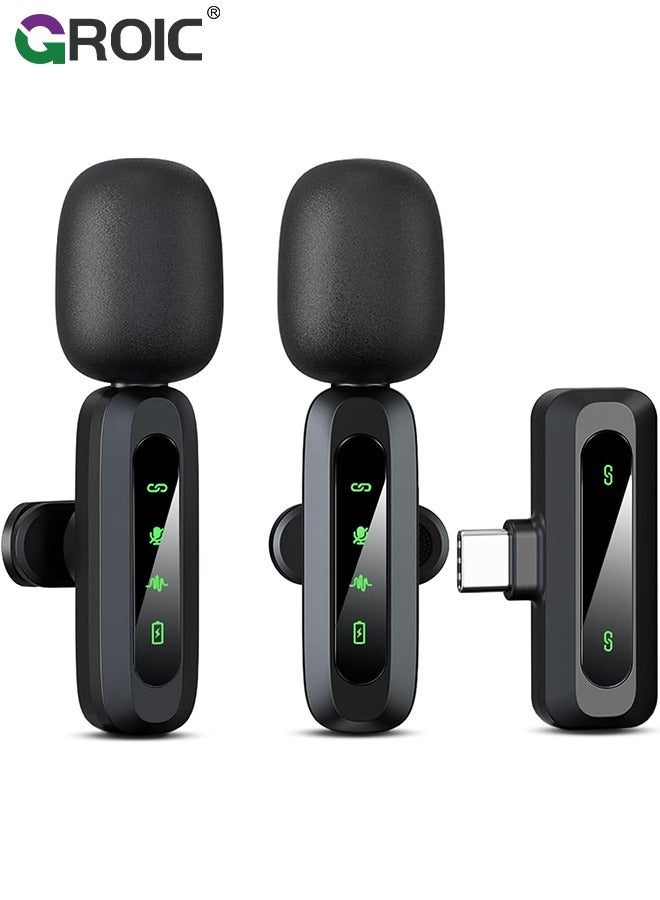 Black Wireless lavalier Microphone, Microphone for iPhone,2-in-1 iPhone and iPad, Interview,Live Steam、Youtubers、Vloggers、TikTok Facebook, Clip-on Plug Play Auto Sync