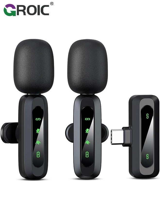 GROIC Black Wireless lavalier Microphone, Microphone for iPhone,2-in-1 iPhone and iPad, Interview,Live Steam、Youtubers、Vloggers、TikTok Facebook, Clip-on Plug Play Auto Sync  - Image 1
