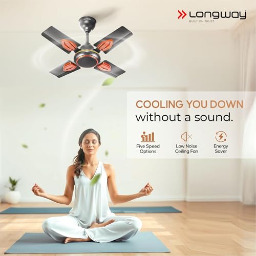 LONGWAY Kiger P1 600 mm/24 inch Ultra High Speed 4 Blade Anti-Dust Decorative Star Rated Ceiling Fan 2 Years Warranty (Smoked Brown, Pack of 1) - Image 5