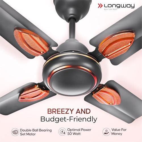 LONGWAY Kiger P1 600 mm/24 inch Ultra High Speed 4 Blade Anti-Dust Decorative Star Rated Ceiling Fan 2 Years Warranty (Smoked Brown, Pack of 1) - Image 4