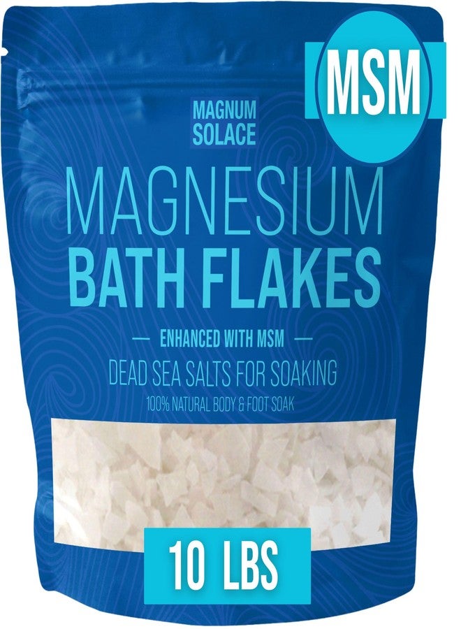 Magnum Solace Magnesium Flakes with MSM - Magnesium Chloride Flakes - Dead Sea Salts for Soaking, 10 LBS - Image 1