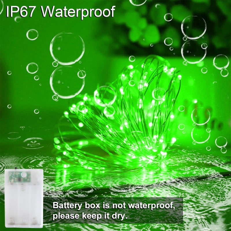 YAOZHOU St Patrickâ€™s Day Decorations Green Fairy String Lights,Christmas Indoor Battery Operated with Timer, 2 Pack Total 33FT 100 Led Mini Battery Powered Mason Jar Firefly Lights DIY Party - Image 3